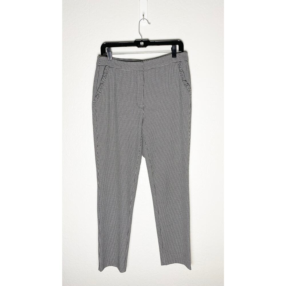 Zara Basic Collection Women's Black White Houndstooth Pants Ruffle Trim Pockets